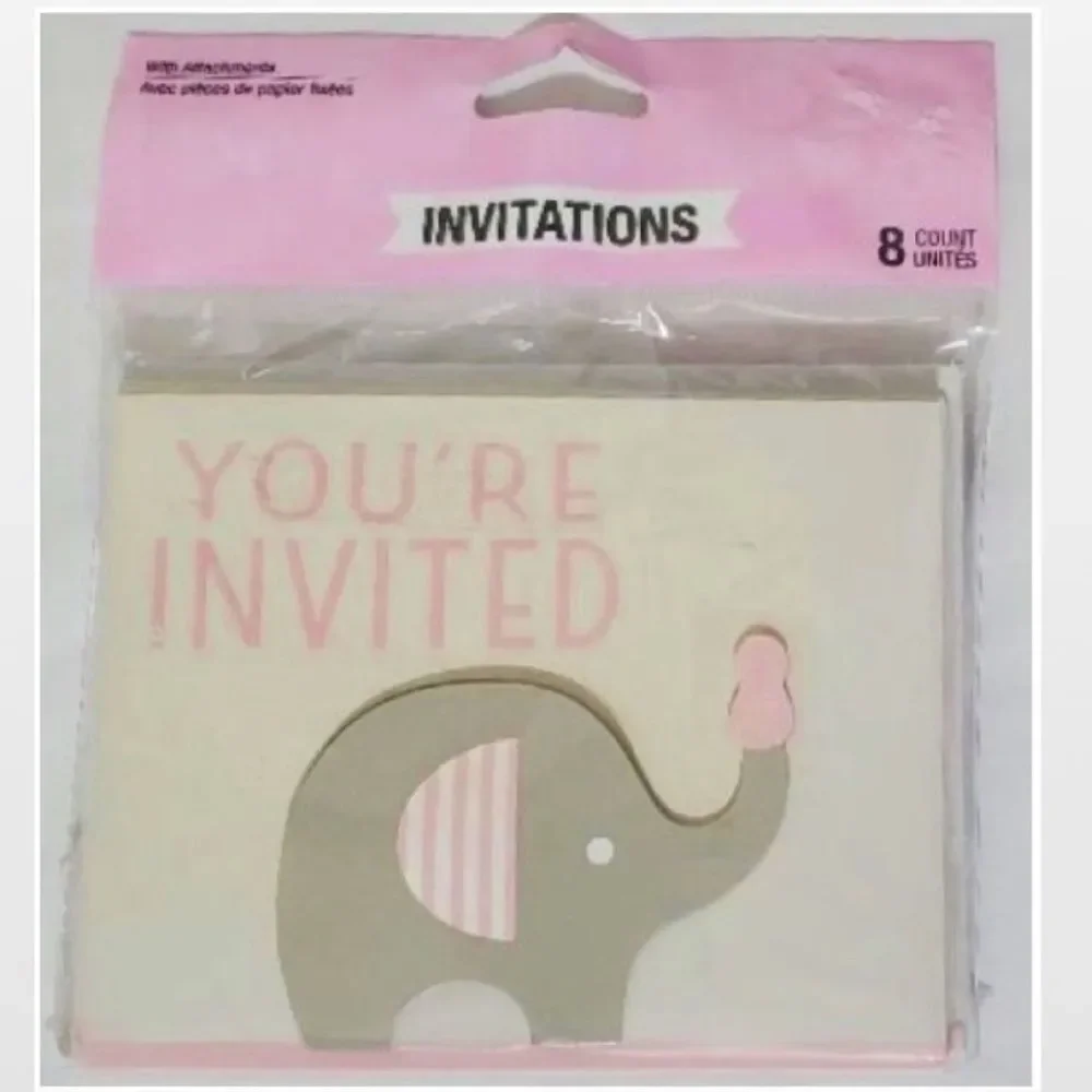 New Kid Pink Elephant Invitations Home